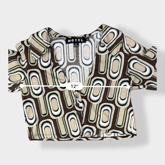 MOTEL Rocks Portia Crop Top in Retro Spot Brown Size XS - Picture 4 of 8
